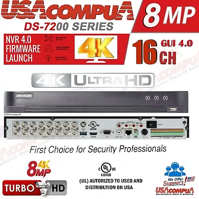 HIKVISION 8 MEGAPIXEL 16 Channel DVR (NO HDD)H.265+HD-TVI+16CH-IP DS-7216HUHI-K2 • $398.97