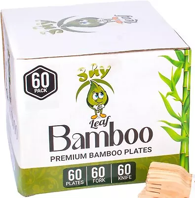 Shy Leaf Bamboo Plates - Square Areca Plates Pack Of 60 • $27.99