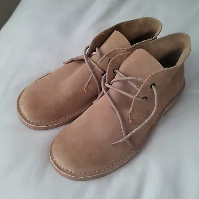 Mens Roamer Real Suede Round Toe Unlined Lace Up Desert Boots - Camel Colour • £10.99