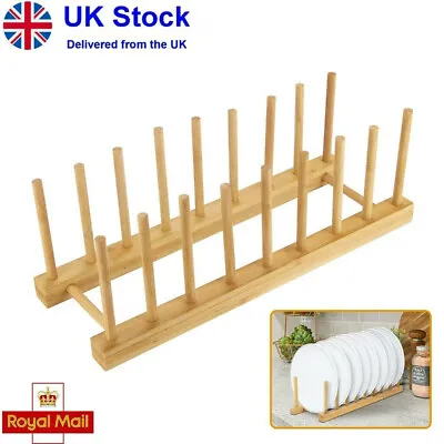 £8.33 • Buy Kitchen Wooden Plate Rack Wood Dish Drainer Vertical Dish Drying Wooden Holder^