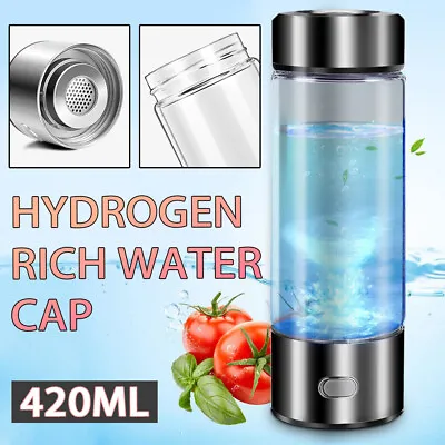 Hydrogen Rich Water Bottle Alkaline Ionizer Generator Portable Water Cup 420ML • $40.99