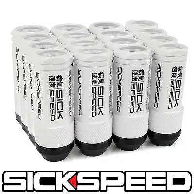 Sickspeed 16pc White Aluminum Extended 50mm 2 Pc Lug Nuts Wheels 12x1.5 L16 • $79.95