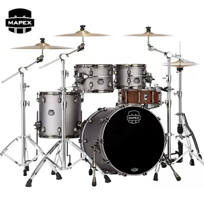 Mapex Saturn Evolution Fusion 4-Piece Maple Shell Pack Grey Metal Grey Lacquer • $2579