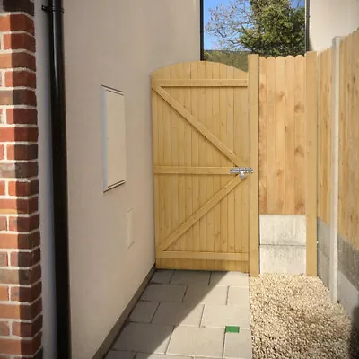 Pressure-Treated Wooden Garden Gate Pedestrian Porch Tall Side Gate Door W/ Lock • £95.95