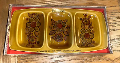 Vintage 1970s Royal Worcester Palissy Floral Trio Dish | Vintage Homeware Boxed • £12