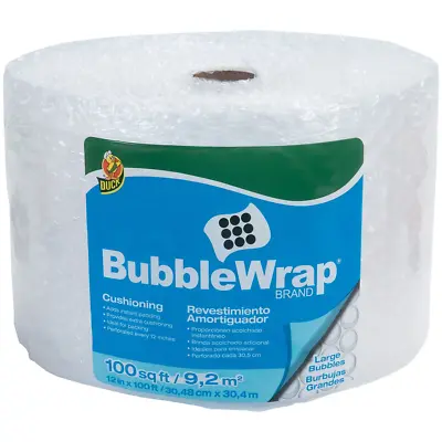 Duck Brand 12 In. X 100 Ft. Clear Large Bubble Wrap Cushioning • $19.48