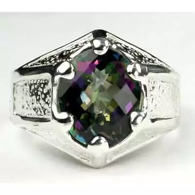 Sr234 Mystic Fire Topaz 925 Sterling Silver Mens Ring • $118.17