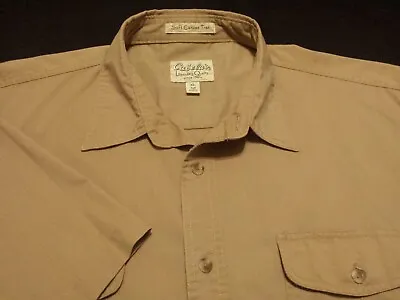 Cabela's Mens XLT Shirt Tall Short Sleeve Button-Front Solid Beige Cotton Blend • $11