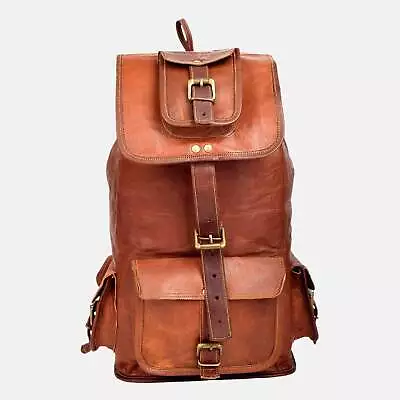 20  Men's Vintage Leather Laptop Macbook Backpack Shoulder Bag Briefcase • £48.13