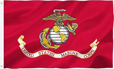 Flag - US Marine Corps USMC Flag Double Sided American Flag 3X5Ft/90X150Cm Two B • $14.26