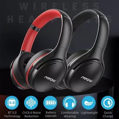 MPOW Bluetooth Headphones Noise Cancelling Wireless Over Ear Bass Headset • $43.69