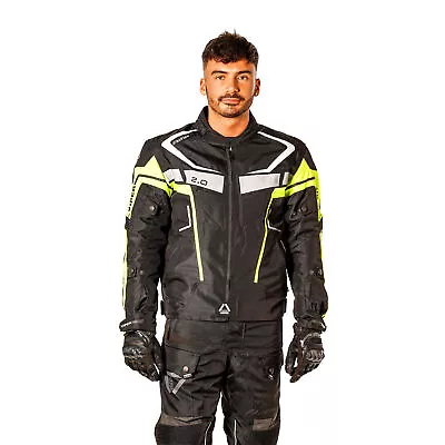 Motobike Textile Jacket Thermal Waterproof Ce  Reflective Yellow Viper Axis 2.0 • £80