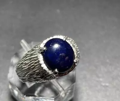 6.02 Ct Mined Blue Sapphire .925 Sterling Silver Mens Retro Ring Sz 11  7+gr • $85