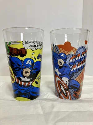 $19.99 • Buy Marvel Comics Set Of 2 Captain America Pint Glasses Tumblers 2010