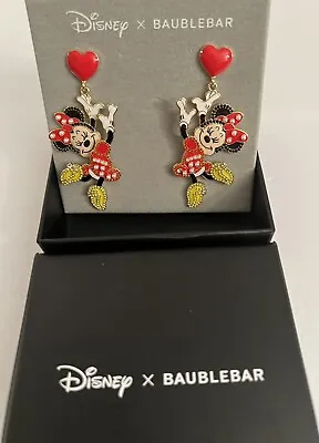 New Disney X Baublebar Valentine’s Minnie With Red Heart Dangle Earrings • $39