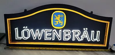 A-62 VINTAGE LOWENBRAU LARGE LIGHTED HANGING BAR SIGN WORKING 31x13x5 • $10.50