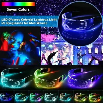 £6.60 • Buy Colorful EL Wire Luminous Glasses Neon Party LED Light Up Visor Eyeglasses