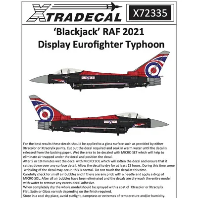 Xtradecal 72335 Blackjack - RAF 2021 Display Eurofighter Typhoon 1:72 Decal Set • £12.95