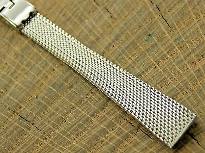 Vintage NOS Watch Band Stainless Steel Mesh Sliding Clasp 11mm Bracelet Unused • $23.40