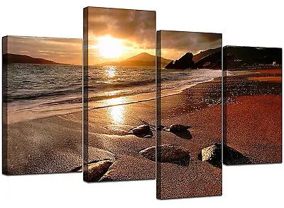 Large Sunset Beach Canvas Wall Art Pictures Living Room Prints XL 4131 • £54.39