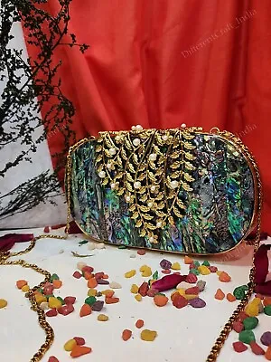 Floral Natural Seashell Inlaid Clutch Bag Bride Bag For Wedding Day Purse Wallet • $84