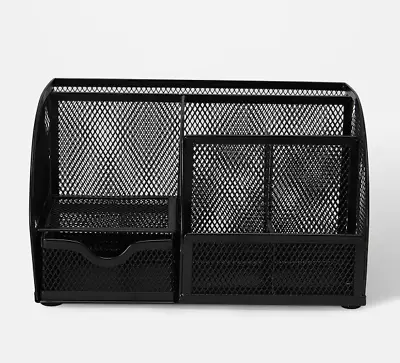 $13.48 • Buy Pencil Organiser - Black+ Office Desk Mesh Pen Pencils-Stationery Container