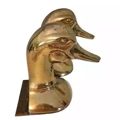 Vintage Mid Century Modern Gold Mallard Duck Bookends • $105