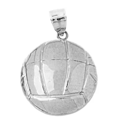 Rhodium Plated 925 Sterling Silver 3D Volleyball Pendant • $71.99