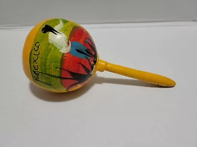 Authentic Mexico Maraca Hand Painted Gourd With Rattle Seeds Wood Handle 8  • $14.75