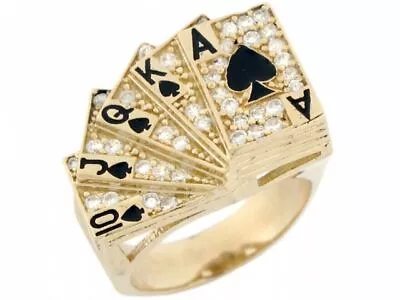 2.00 Ct Round Cut Simulated Diamond Men's Poker Card Ring 14k Yellow Gold Plated • $167.15