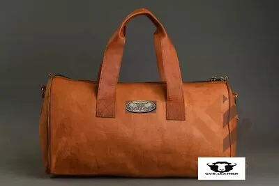 Leather Men's Vintage Duffle Travel Weekend Overnight Bag Soft Awesome Genuine • $47.50