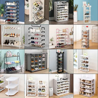 Space Saving Shoe Rack Boots Slipper Display Stacking Footwear Organizer Shelf • £8.95