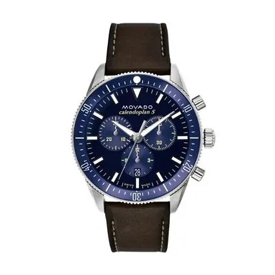 Movado Heritage Calendoplan S Chronograph Swiss Blue Dial Men's Watch 3650121 • $595