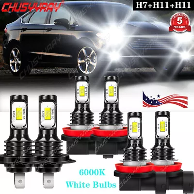 For Ford Fusion 2006-2017 6x LED Headlight Hi Lo Beam Fog Light Bulbs Combo Kit • $38.49