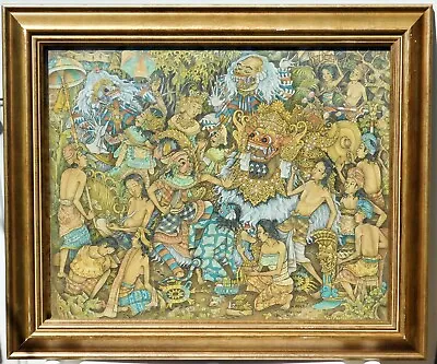 Vintage Original Bali Traditional Painting BARONG DANCE By Ubud Artist M. Arta • $234.11