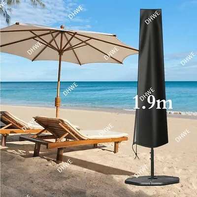 £7.35 • Buy Large Heavy Duty Garden Parasol Cover Patio Umbrella Black Protection Waterproof