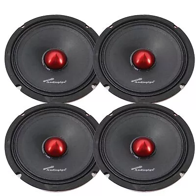 2 Pair Audiopipe 6  Mid Bass Car Audio Bullet Loud Speaker 800W 4 Ohm Red • $159.95