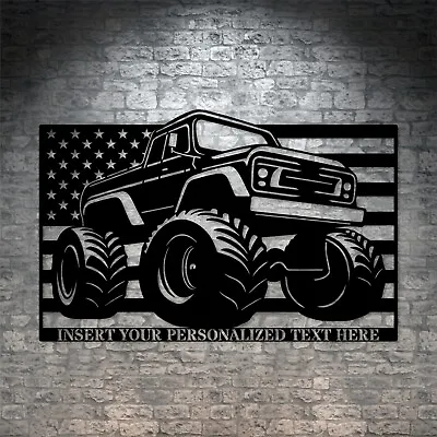 Personalized Monster Truck Name Metal Sign. Custom Pickup Truck Wall Decor • $229.95