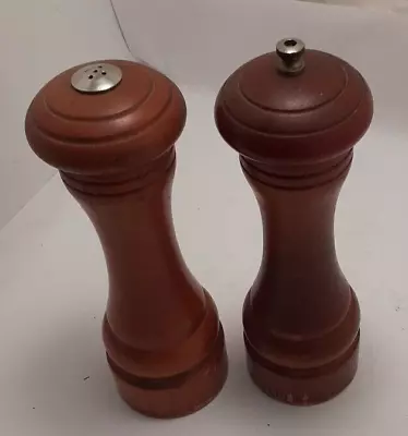 Vintage Wood Pepper Grinder Mill & Salt Shaker Set Light  Brown • $29.98