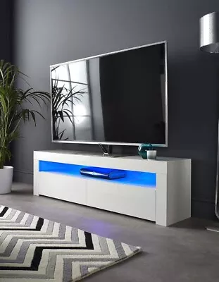 White TV Stand Cabinet For 40 42 50 55 60 65 Inch 4K TV's 155cm Long • £49.99