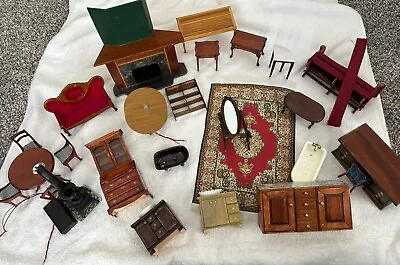 Lot Of 25+ Dollhouse Miniatures Handcrafted Furniture Some Vintage Estate Sale • $45