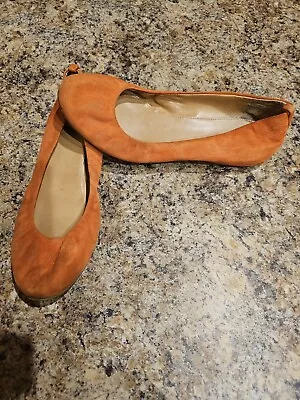 J. Crew Orange Suede Ballet Flats Shoes Women's Size 8 Round Toe • $16.99