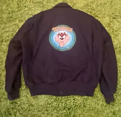 Vintage 1991 Wb Studios Embroidered Taz-mania Crew Jacket L Worn By Karen • $120