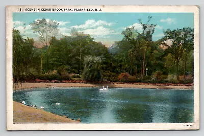 Postcard New Jersey Scene Cedar Brook Park Plainfield Cancel 1931 Swans In Water • $8.95