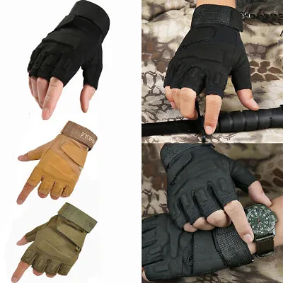 Tactical Shooting Fingerless Gloves Military Combat Half Finger Gloves For Mens • $12.99