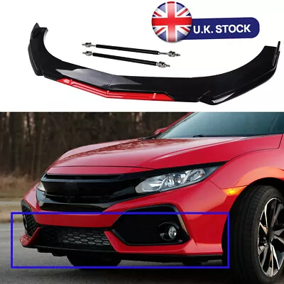 Front Bumper Lip Kit Spoiler + Splitter With Stud Rods For Honda Civic Accord UK • £48.95