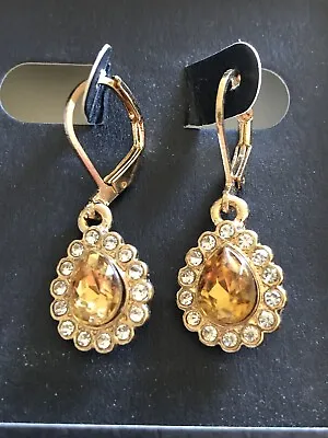 BNWT Accessorize Drop Earrings Costume Jewellery Yellow/white Crystals • £5