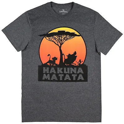 Disney The Lion King Hakuna Matata Tree Silhouette Orange Sunset Men's T-shirt • $14.99