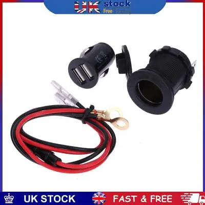 12V Cigarette Lighter Socket Power Receptacle Dual USB Charger For Car Marine • £6.09