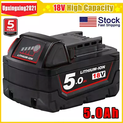 18V For Milwaukee M18B Lithium 5.0AH Extended Capacity Battery 48-11-1860 XC18 • $24.92